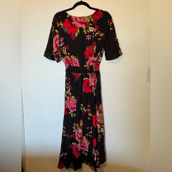 Kormei Womens Short Sleeve Floral High Low V-Neck Flowy Party Long Maxi Dress L - Picture 4 of 6